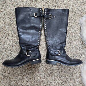 Steve Madden Harlii Studded Black Knee High Studded Boots Size 11